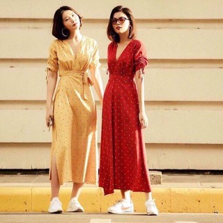 Maxi freesize bi xẻ tà 2 màu