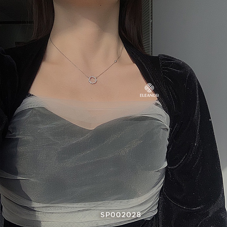Dây chuyền nữ bạc 925 Eleanor Accessories sợi mảnh mặt hình vòng tròn đính đá phụ kiện trang sức 2028