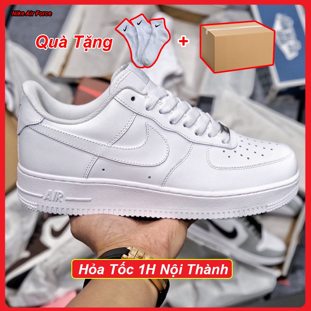 Giày_Nike Air Force 1 Low '07 All White, Giày AF1 Trắng Hàng S.Cấp Đế Air Đủ Size 36-44