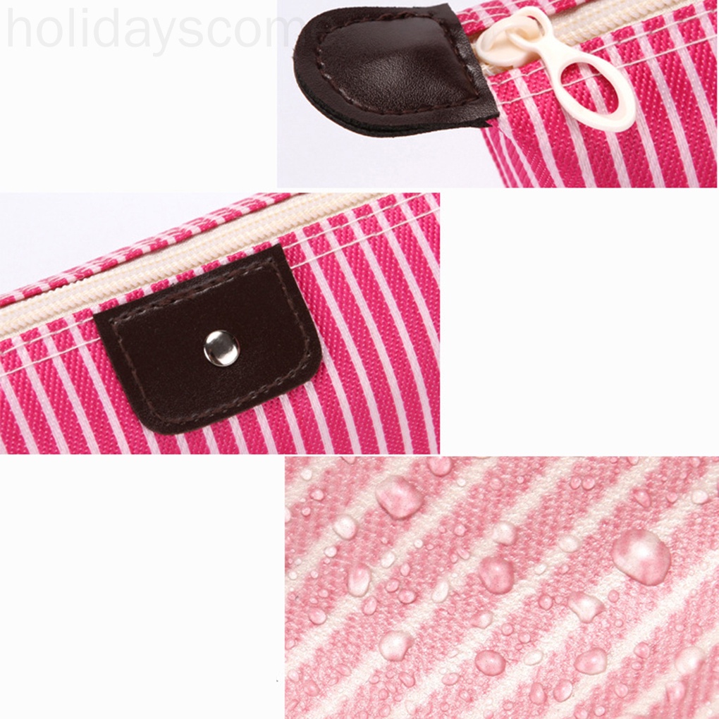 Women Girls Makeup Bags Stripe Purse Mini Zipper Pouch Dumpling Folding Waterproof Makeup Handbag holidayscome