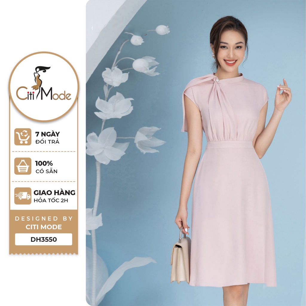 Đầm công sở CITI MODE FASHION dáng xòe thiết kế cổ cách điệu DH3550
