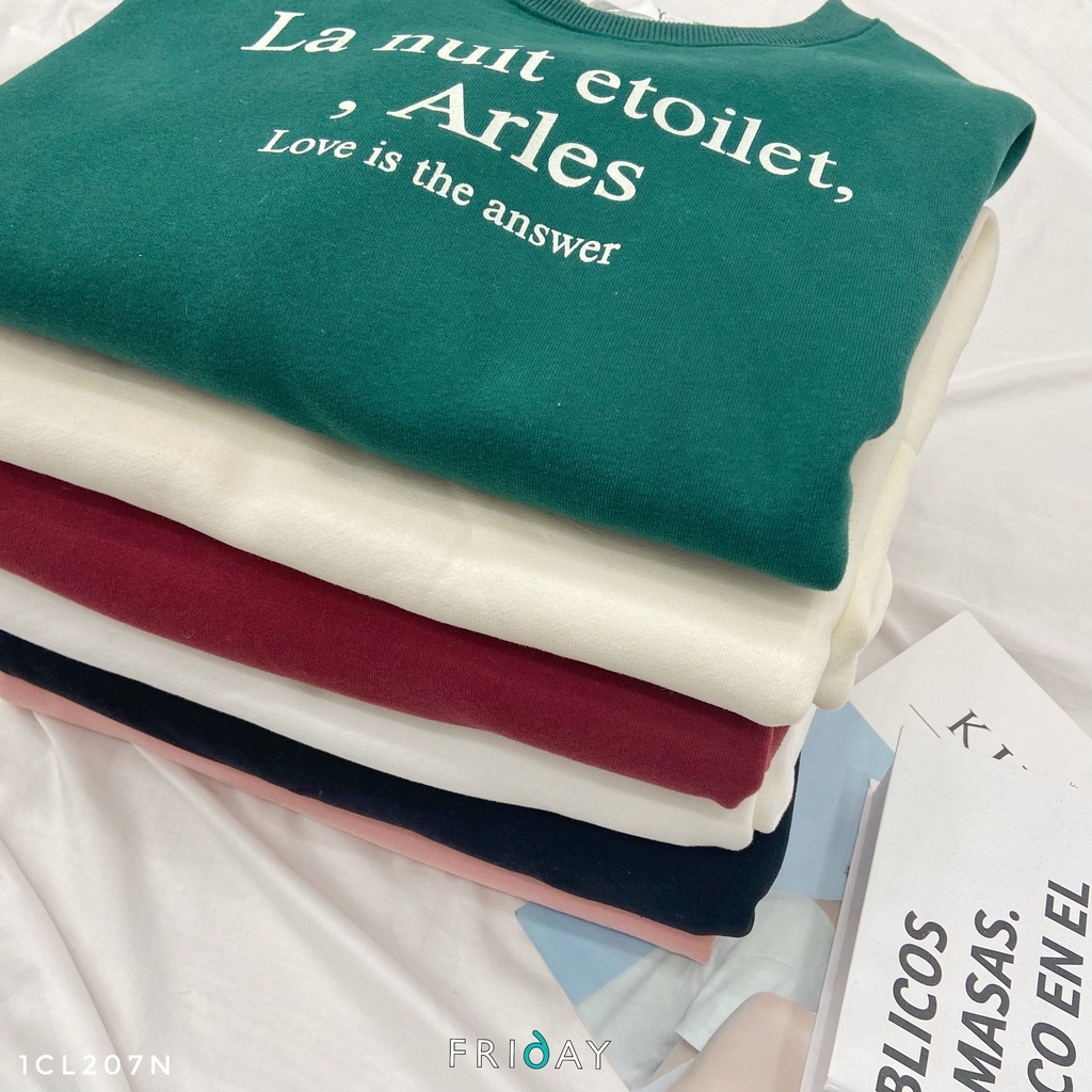 Áo nỉ cho nữ cổ tròn dài tay chất nỉ dày chữ Arles mã 1CL207N Friday | BigBuy360 - bigbuy360.vn