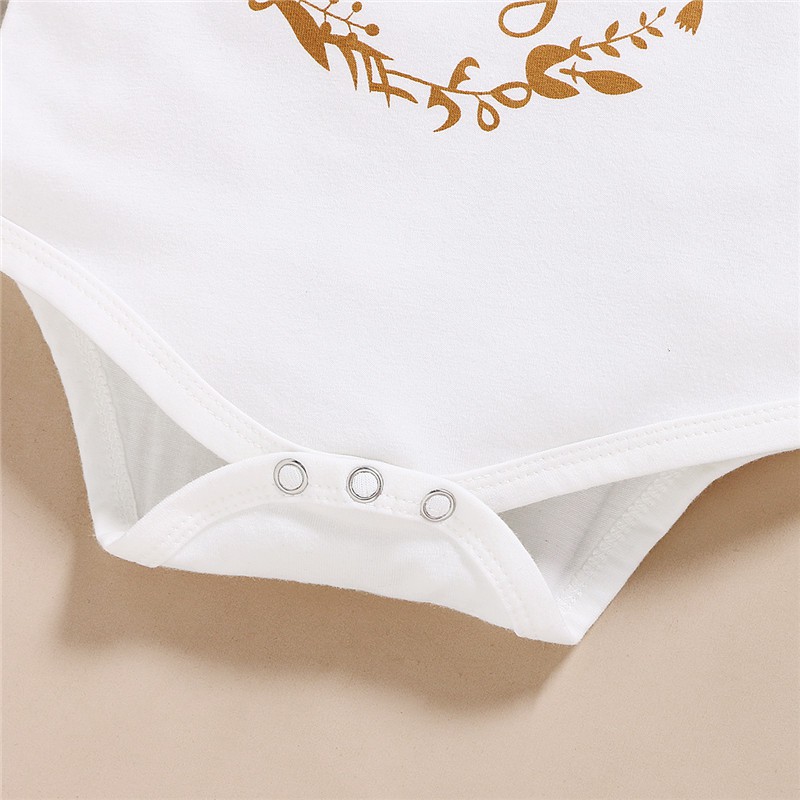 Mikrdoo Bộ 3 Món Áo Liền Quần Tay Ngắn In Chữ + Băng Đô Dễ Thương Thời Trang Mùa Hè Cho Bé Sơ Sinh