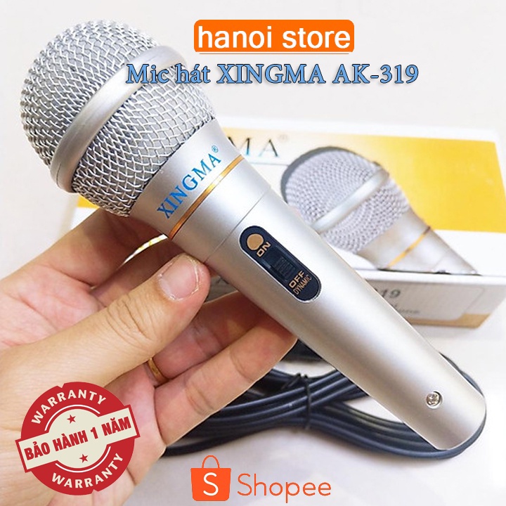 Mic hát Karaoke gia đình Xingma Ak-319 âm thanh trong trẻo sống động, có màng lọc tạp âm, dây dài 3m