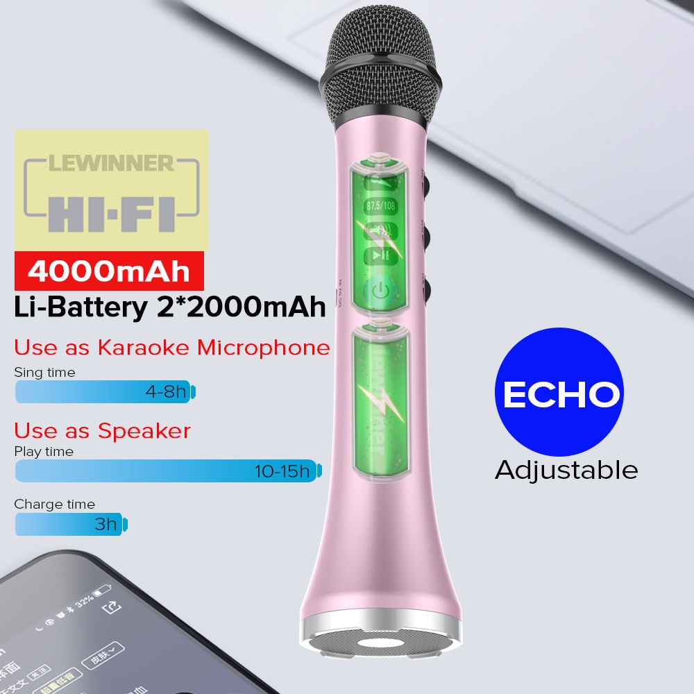 Micro Karaoke không dây Loa Bluetooth 2in1 Cầm tay Hát & Ghi âm Máy nghe nhạc KTV di động cho IOS / Android