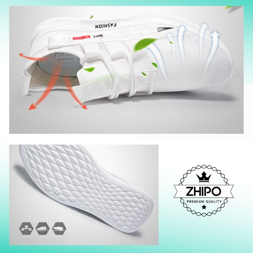 Giày thể thao nam sneaker trắng đế nhẹ êm chân dễ phối đồ đi chơi đi học chạy bộ