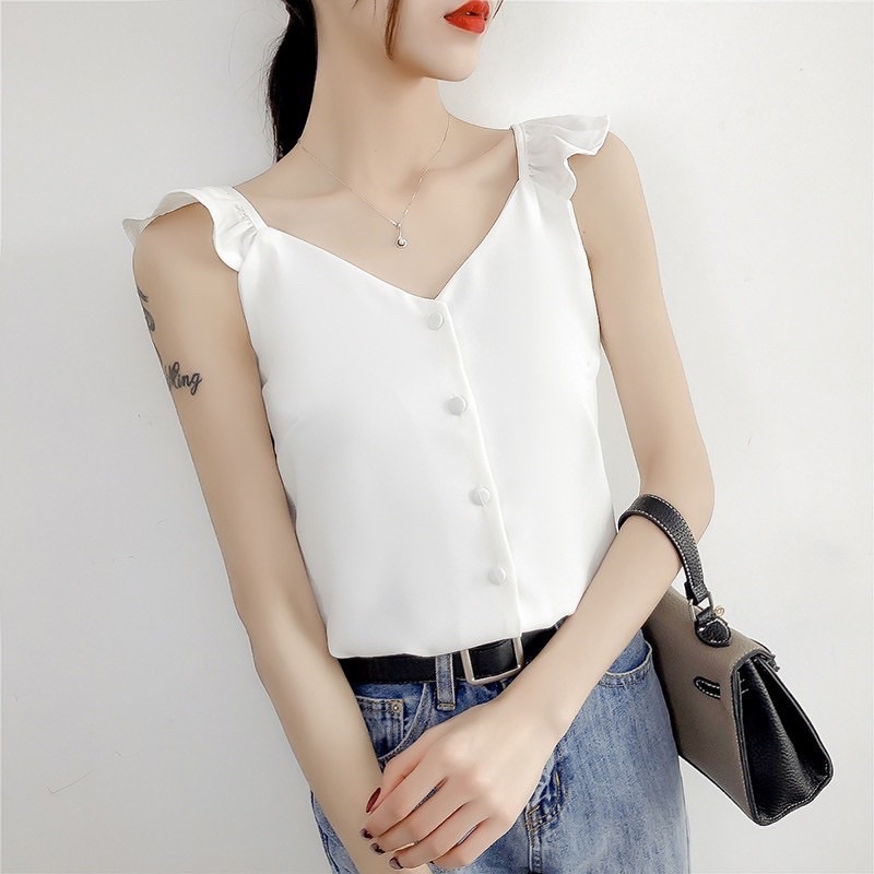 Áo hai dây nữ tay bèo siêu xinh
