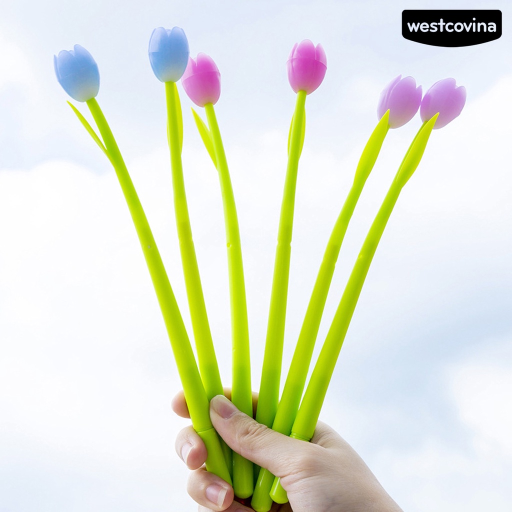 [Hot]✍Set 3 Bút Gel Silicone Hình Hoa Tulip Vui Nhộn Cho Học Sinh