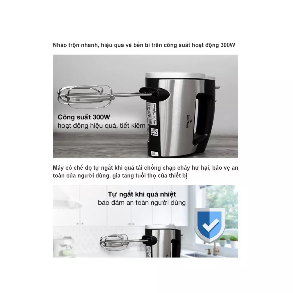 Máy đánh trứng Bluestone HMB-6333s - Hàng chính hãng -Công suất 300W - 6 tốc độ - Bảo hành 24 tháng