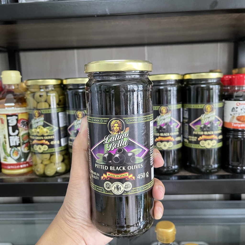 [HSD MỚI T10/2025] Quả Oliu xanh, Quả Oliu Đen tách hạt Latino Bella Tây Ban Nha 450G tiện dụng cho gia đình