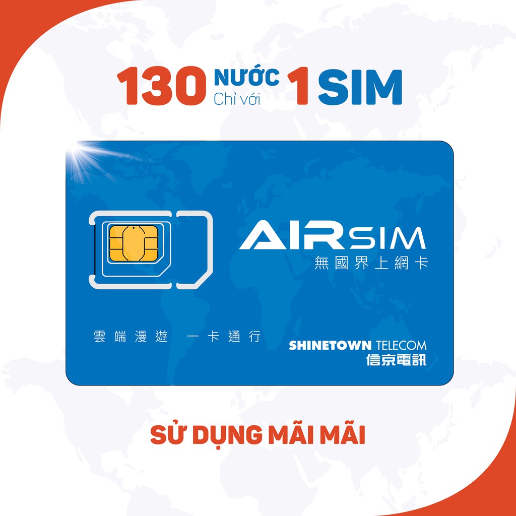 AIRSIM  - 130 NƯỚC VỚI 1 SIM - TÁI SỬ DỤNG