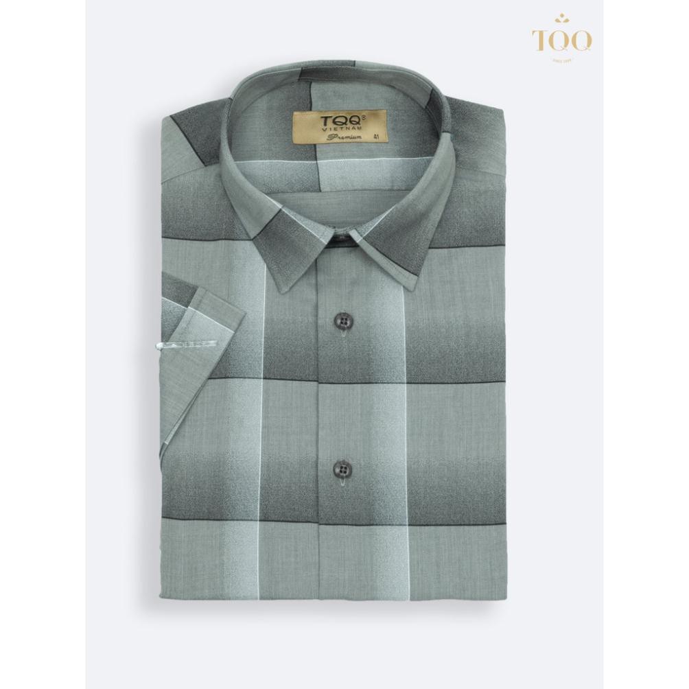 [Giảm thêm 100k khi nhập mã TQQS100] Áo sơ mi nam ngắn tay TQQ kẻ ombre lạ mắt màu xanh đậu K347CB