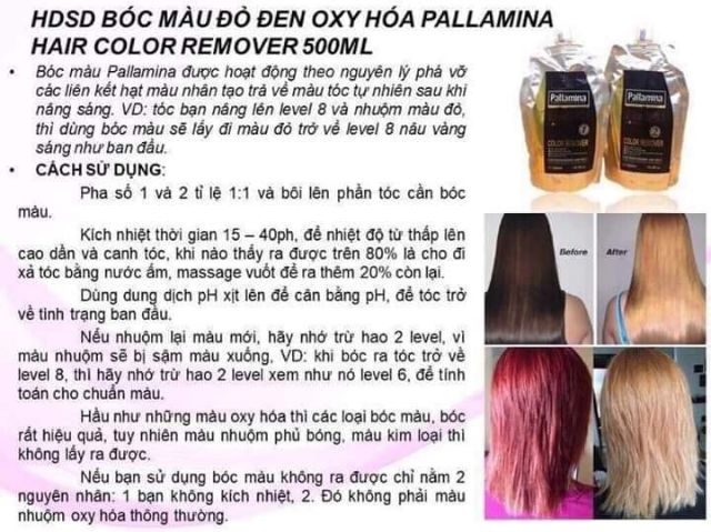 Bộ bóc màu đỏ đen amoniac pallamina 500mlx2 mẫu mới