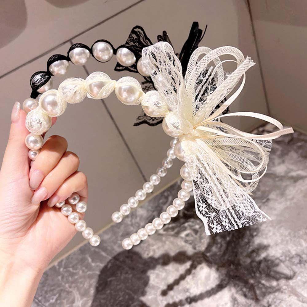 IVORY Cài Tóc Nơ Ren Màu Đen Ngọt Ngào