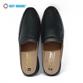 Giày sabo nam da bò Huy Hoàng màu đen LS7796