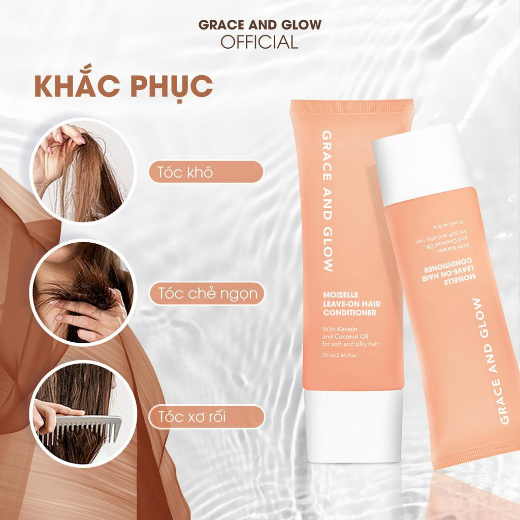 Dầu xả khô Grace and Glow Moiselle Leave-on dưỡng và tạo kiểu tóc với Keratin và dầu dừa chống xơ tóc