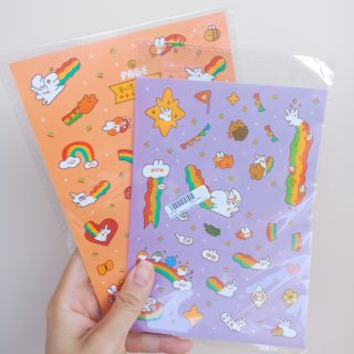 (Hình thật) Sticker gấu thỏ cầu vồng dễ thương