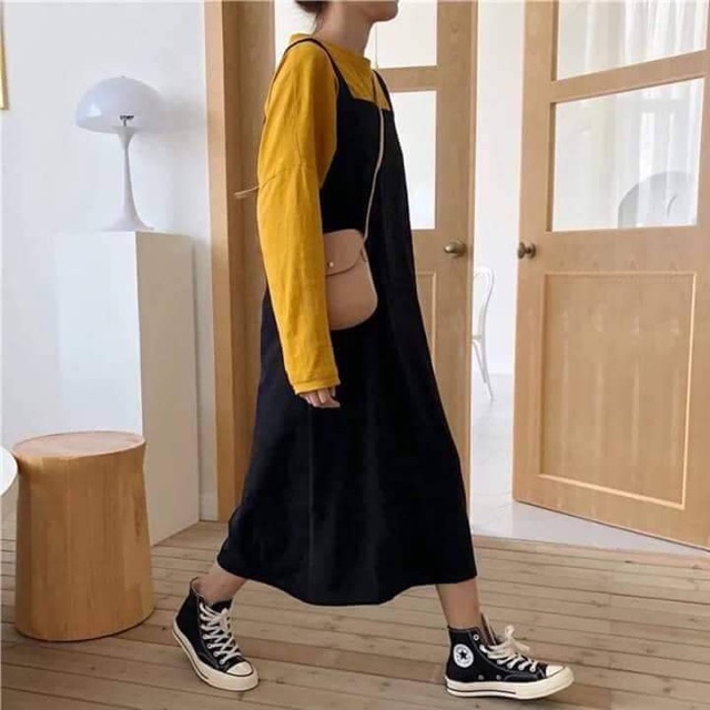 Sét yếm váy áo vàng dài tay ulzzang hot teen HARI1221