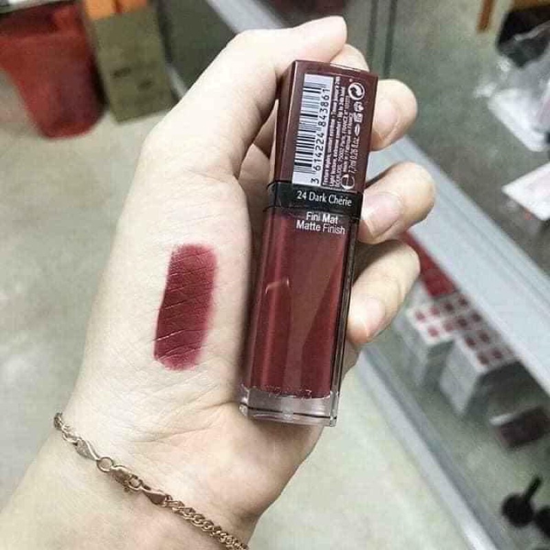 Son kem lì Bourjois velvet 24 đỏ nâu chery đậm