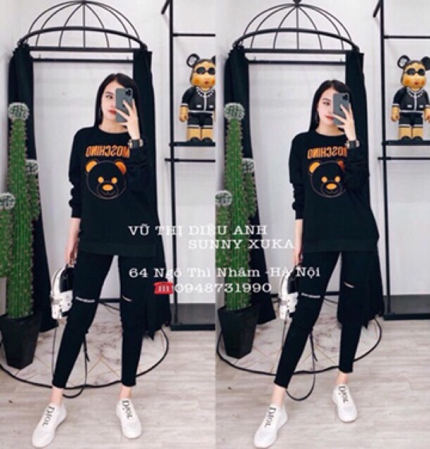 Áo nỉ nữ Hoodie in đầu chú gấu MOSCHI | BigBuy360 - bigbuy360.vn