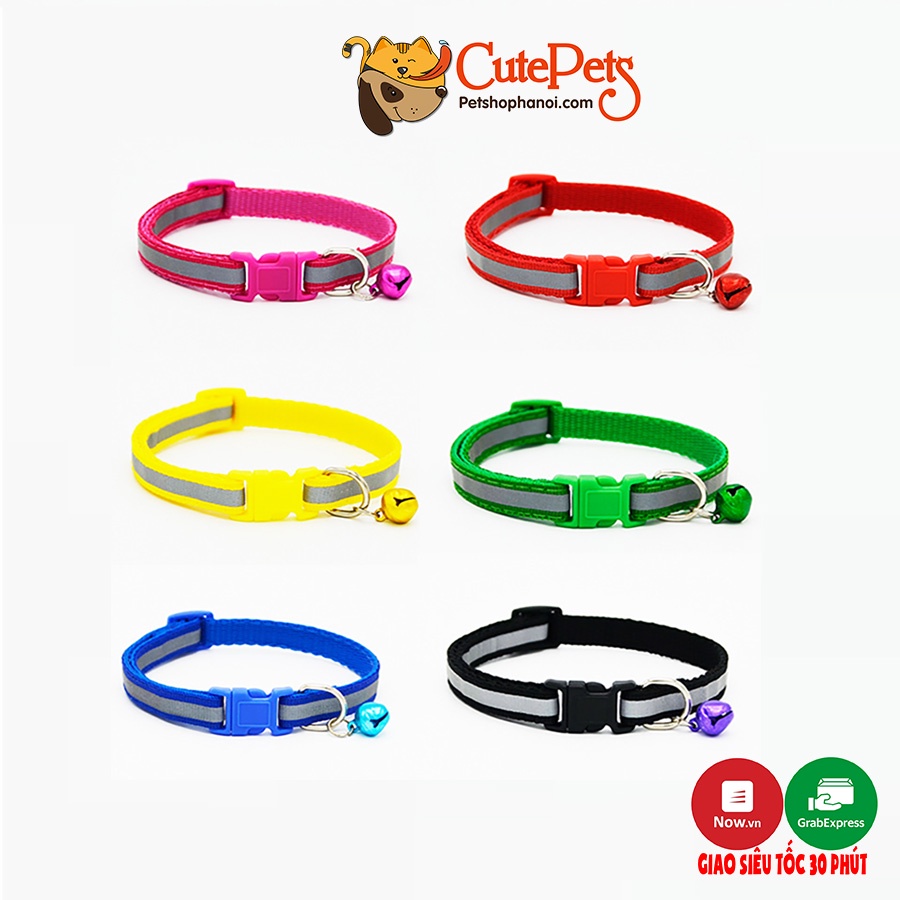 Vòng cổ cho mèo, vòng cổ phản quang gắn chuông - Phụ kiện chó mèo Hà Nội