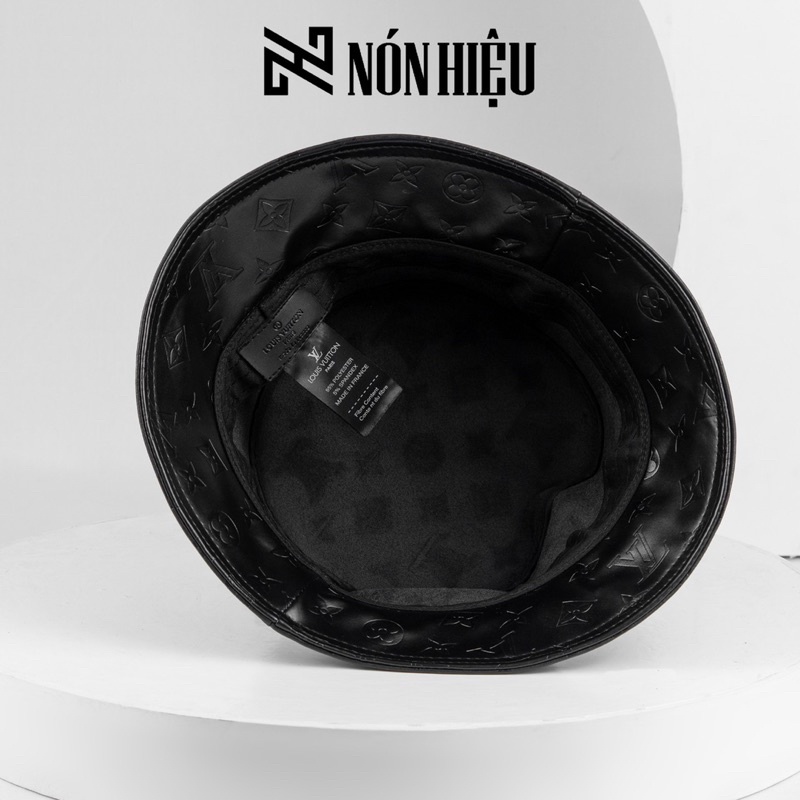 Nón Bucket hoạ tiết LV Da MADE IN FRANCE Full Tem Mark hãng