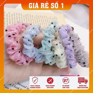[FREESHIP - HÀNG LOAI 1] Buộc tóc, cột tóc vải Scrunchies Chấm bi mini