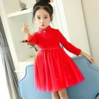 Đầm ren đỏ bé gái