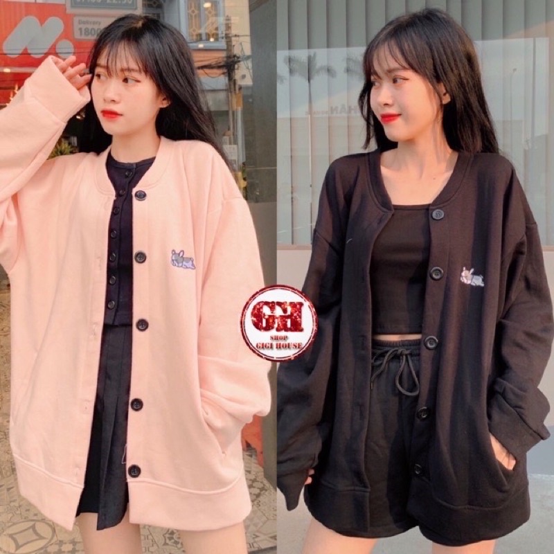Áo Khoác Nỉ Form Rộng Bomber PUPPY Cadigan Ulzzang Nam, Nữ