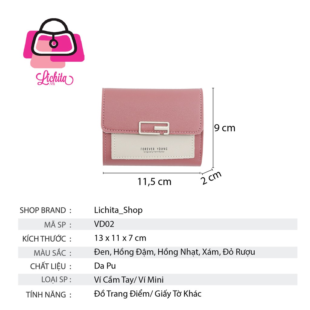 [Hot Sale] Ví Cầm Tay Ví, Bóp Nữ Mini Bằng Da 5 Màu Đỏ, Xám, Hồng, Đen Siêu Cute, Rẻ TX0046-49 | BigBuy360 - bigbuy360.vn