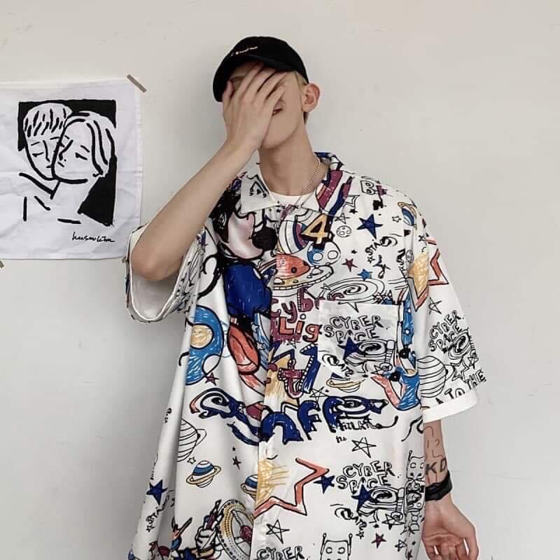 Áo sơ mi unisex in hình hành tinh siêu chất