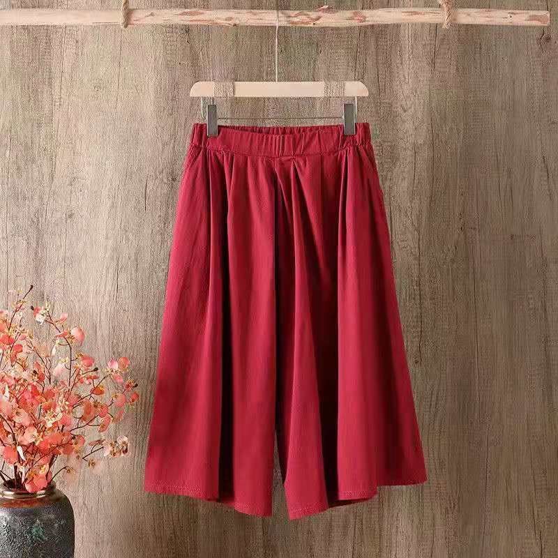 Quần Ống Rộng Lưng Thun 3/4 Size Lớn Cho Nữ