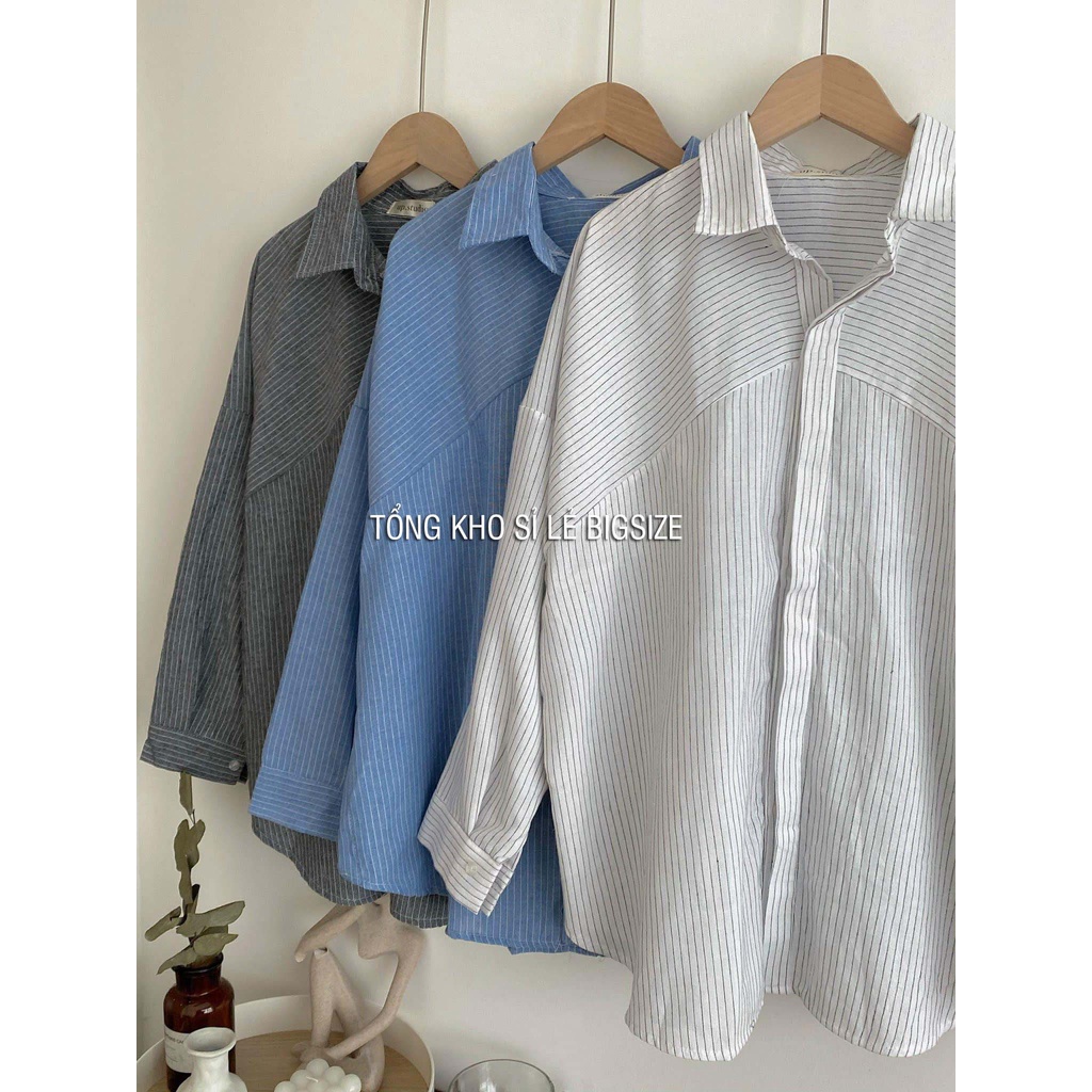 Áo sơ mi sọc khuy hông freesize v1 110cm