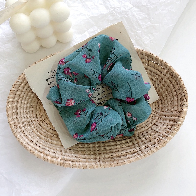 Dây Cột Tóc Vải Bản Lớn In Họa Tiết Hoa Phong Cách Vintage Pháp Cho Nữ