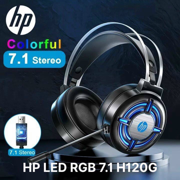Tai Nghe Máy Tính Có Mic Gaming Led Rgb Headphone Chụp Tai HP H120G Tai Nghe Laptop Nghe Nhạc Chơi Game Có Dây
