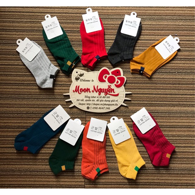 Tất nữ 7 màu nữ cổ ngắn phong cách Vintage hàng xuất Hàn xịn