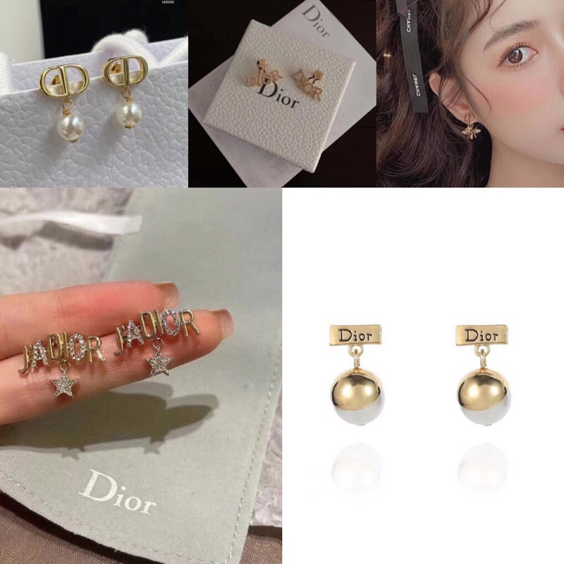 Bông tai Dior đính ngọc , đính đá phong cách thời trang dành nữ