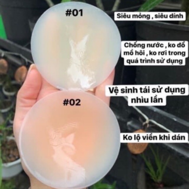 Set Hai Miếng Dán Ngực Silicon Tàng Hình Siêu Dính Siêu Thật Da
