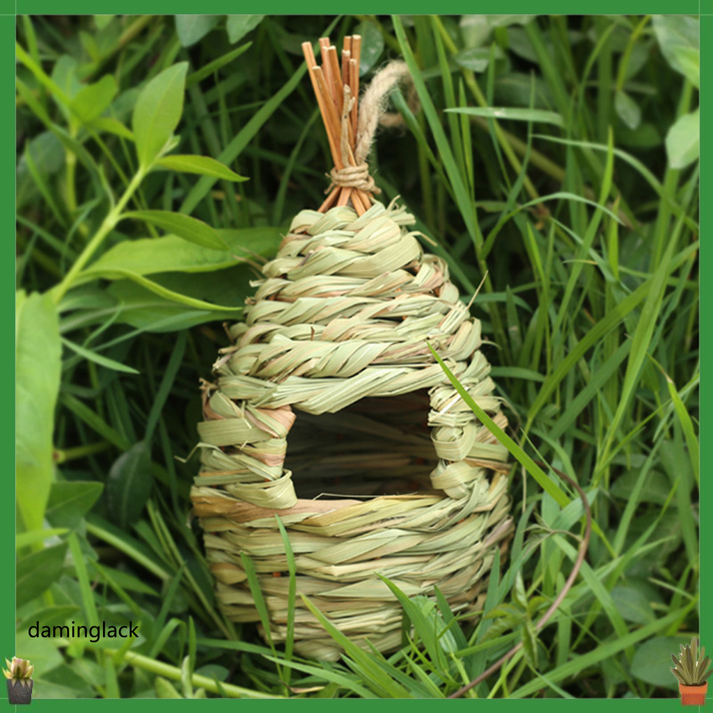 daminglack Straw Bird Nest Handmade Weaved Grass Egg Cage Hanging Parrot House Garden Decor