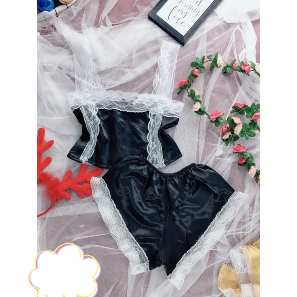 Đồ ngủ sexxy/ đồ ngủ phối ren cực xinh, free size dưới 60kg | BigBuy360 - bigbuy360.vn