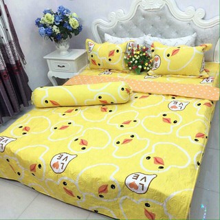 HCM Bộ ga gối set 3 món cotton poly màu vàng sale 65k