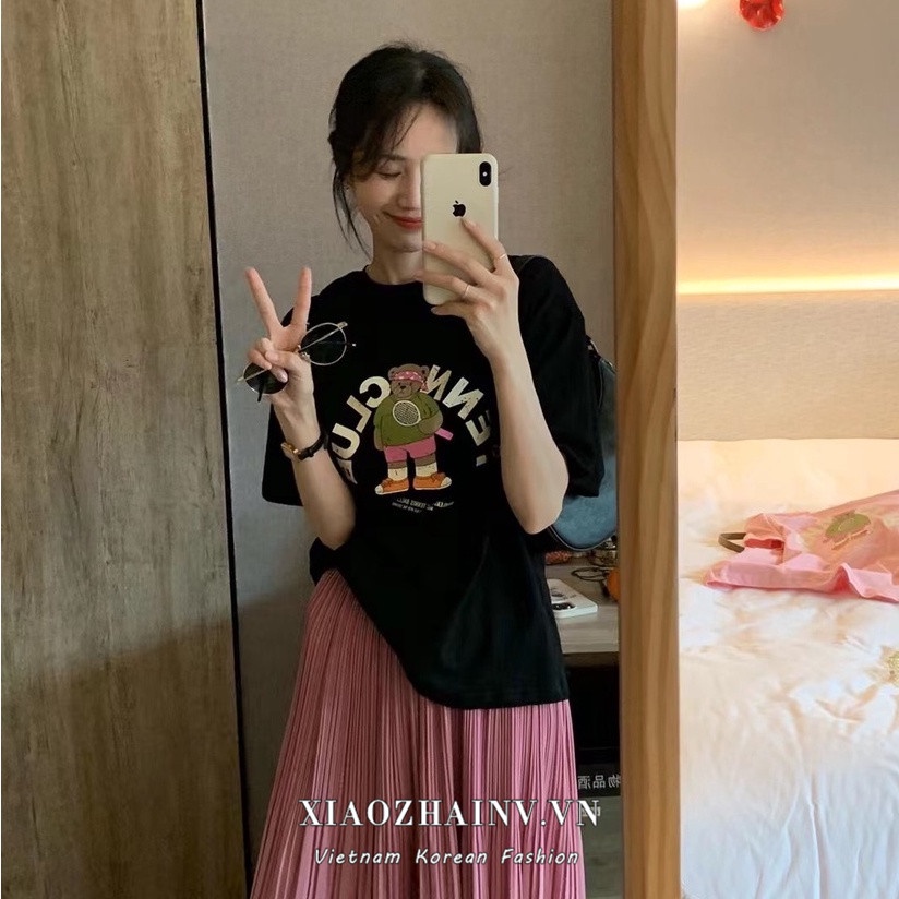 Xiaozhainv Set Áo Thun Ngắn Tay + Chân Váy maxi Thời Trang Nữ