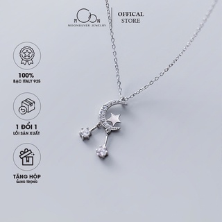 Dây chuyền bạc moonsilver vòng cổ bạc nữ hình mặt trăng khuyết và ngôi sao đính đá
