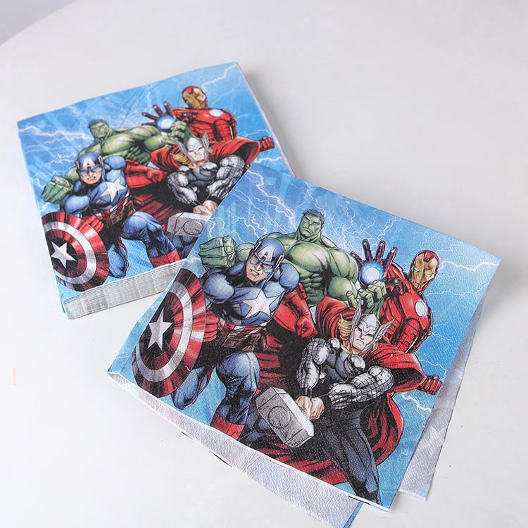 Bộ Cốc / Muỗng / Đĩa / Nón Dùng Một Lần Họa Tiết Hoạt Hình The Avengers Cho Bé