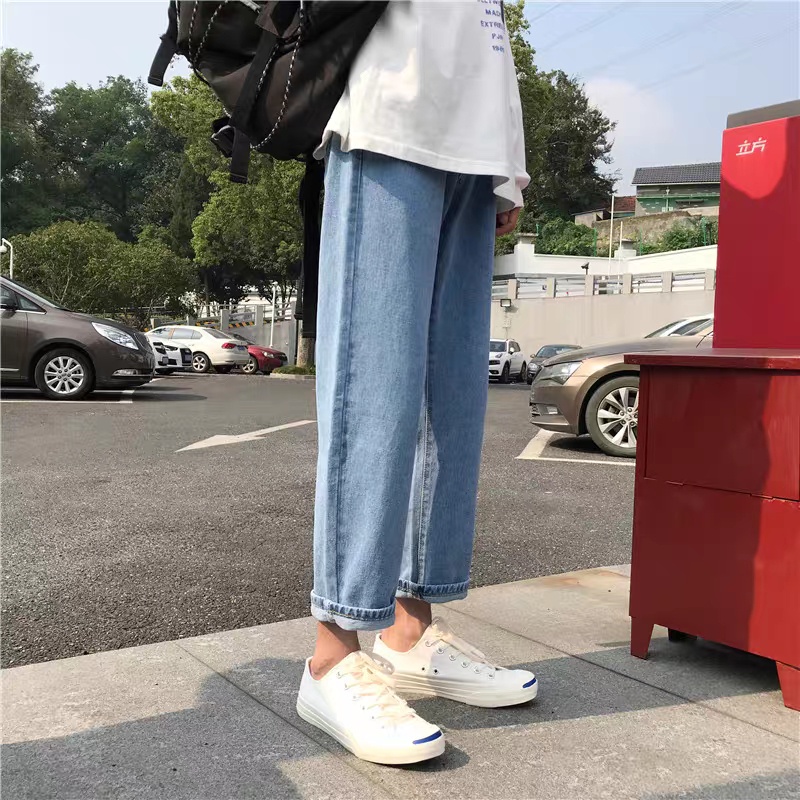Quần baggy nam vải jean bò cao cấp dáng suông rộng HOTTREND 2022