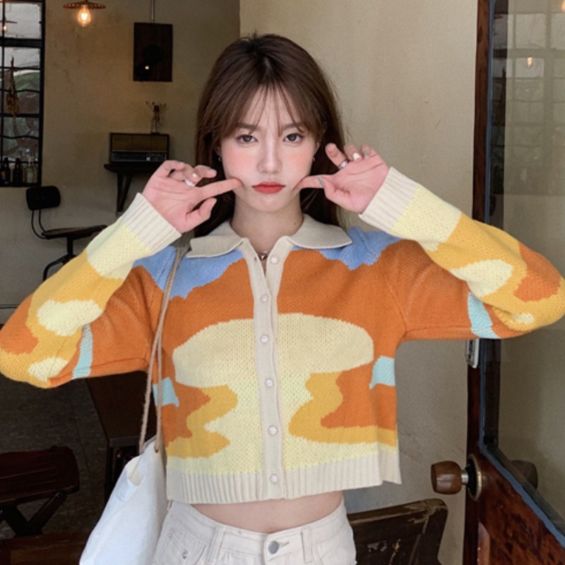 Áo khoác len cadigan dáng ngắn croptop phong cách LISA BLACKPINK