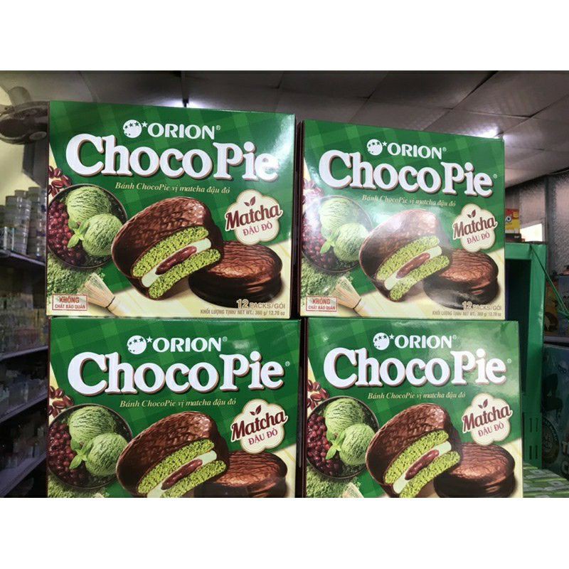 bánh choco pie vị matcha đậu đỏ hộp 12 bánh