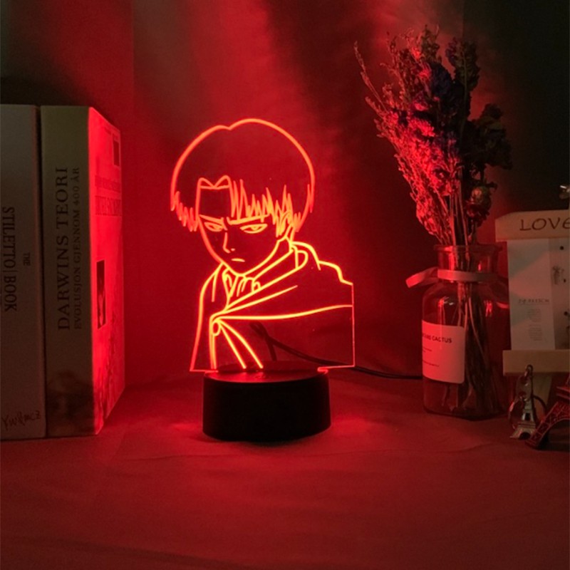 Attack on Titan Captain Levi Ackerman Figure Led Night Light for Kids Child Bedroom Decor Nightlight Colorful Table Lamp Gift