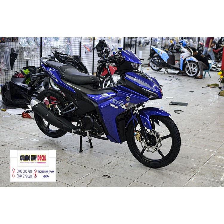 Tem trùm exciter 155 xanh trắng xám, tem exciter155, team trùm ex 155, tem xe ex155 xanh trắng xám