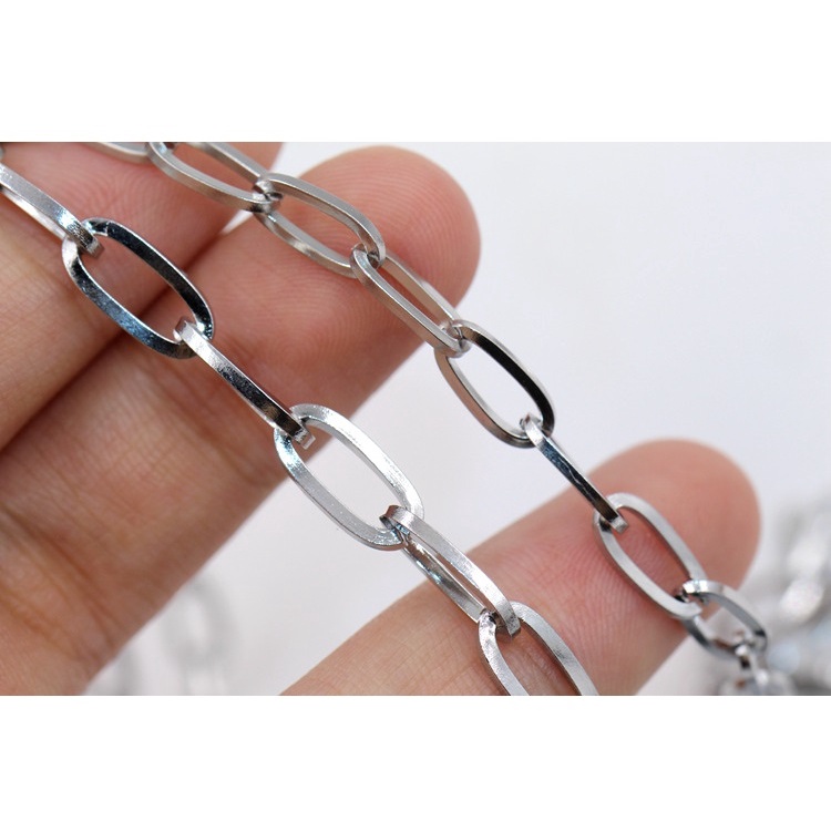 Vòng tay nam nữ chuỗi xích dẹt BROO vòng tay đôi màu bạc đơn giản phong cách Hàn Quốc